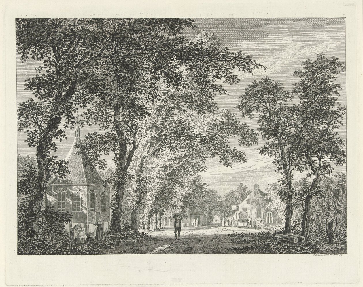 Vista del pueblo en Driebergen, 1754 de Paulus van Liender