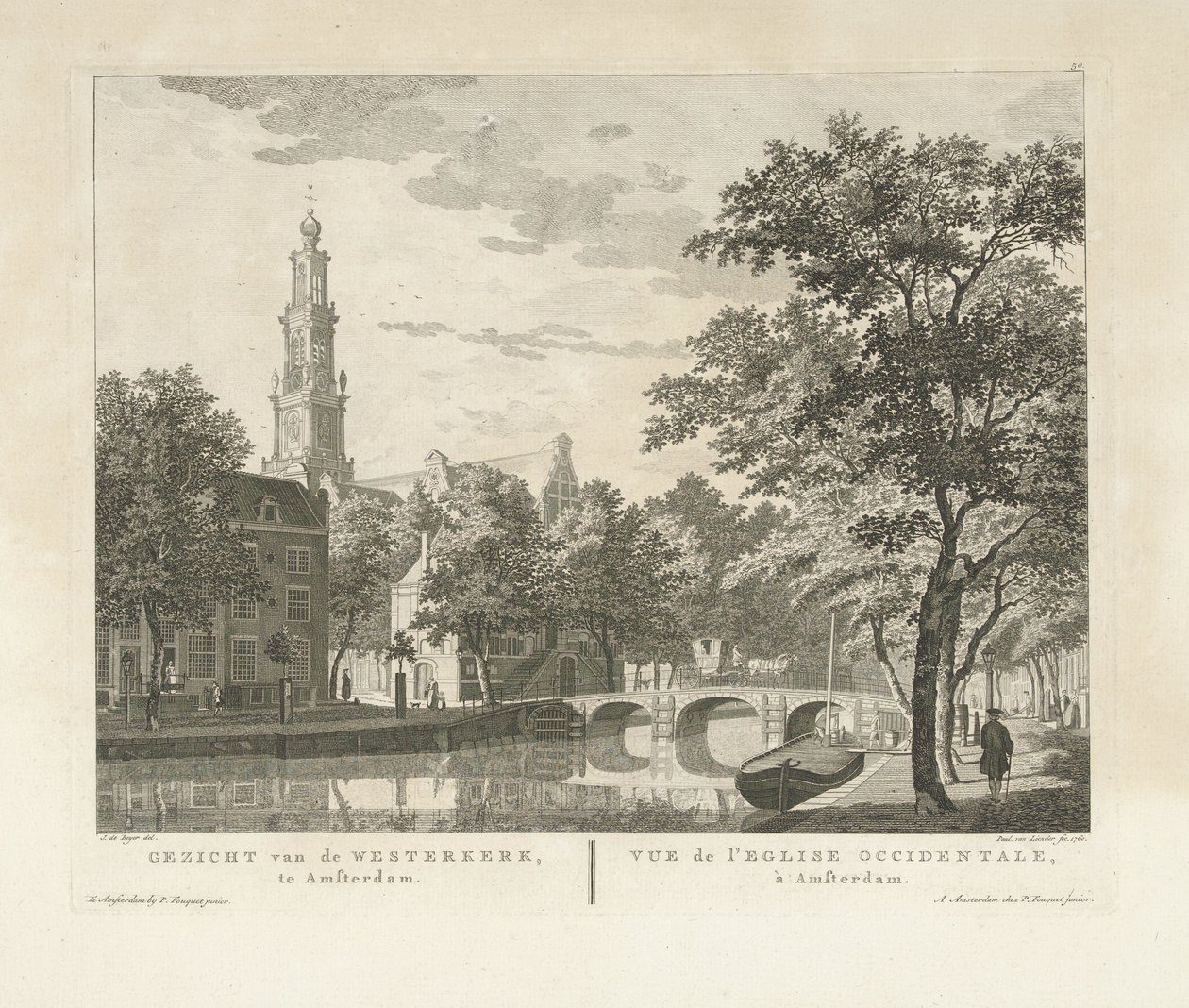 Vista de Westerkerk y Westerhal, visto desde Keizersgracht Vista de Westerkerk, en Amsterdam / Vue de l