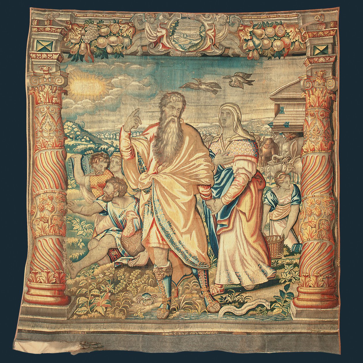 Tapiz que representa el descenso del arca y la serie de la vida de Noé de Paulus van Nieuwenhove