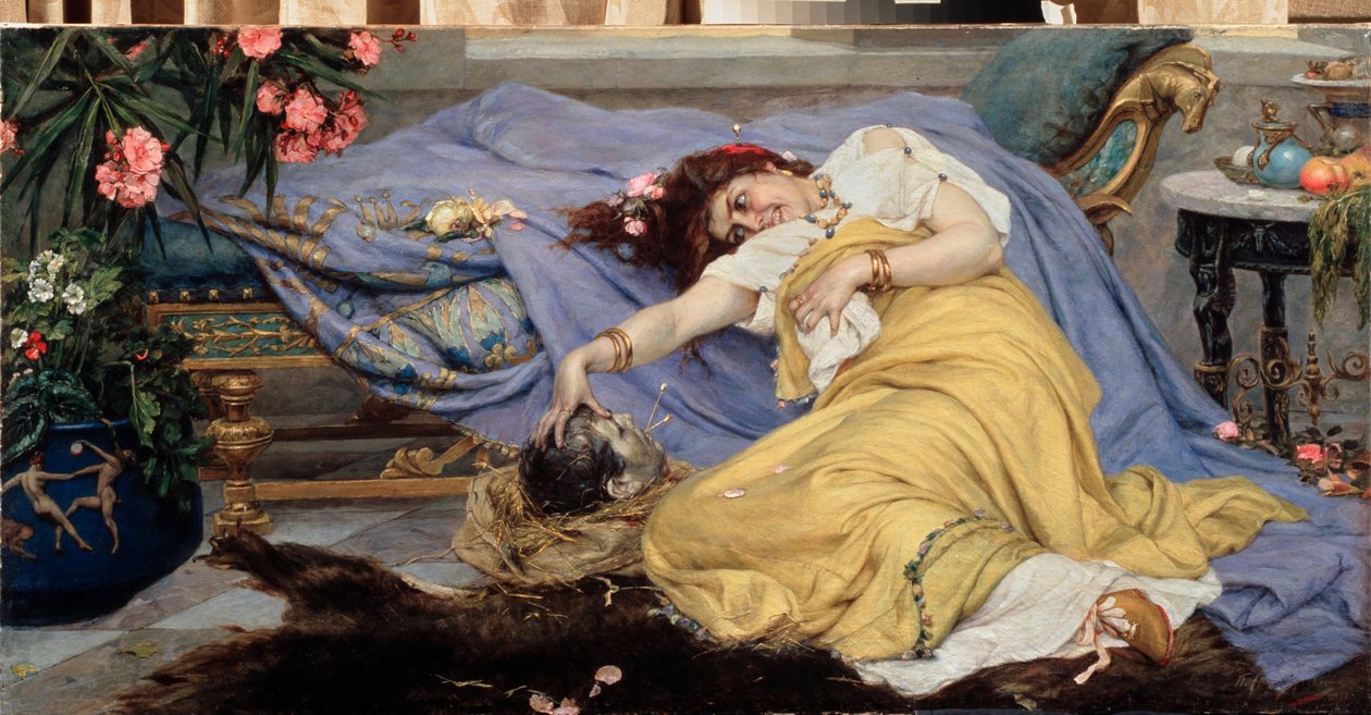 Fulvia (Fulvie Flacca Bambula, 77-40 av J-C) avec la tete de Ciceron (Marcus Tullius Cicero de Pavel Alexandrovich Svedomsky