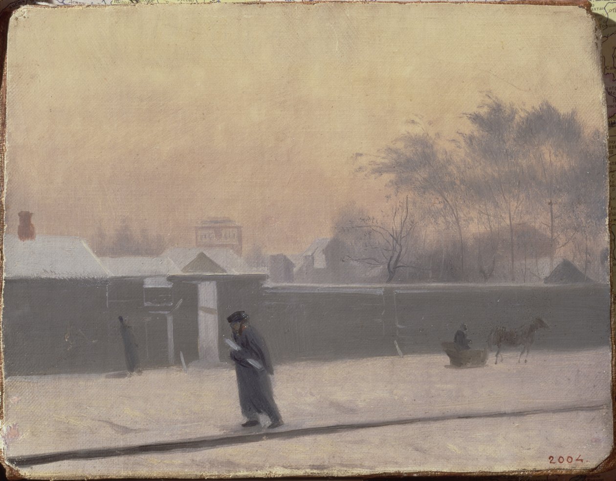 Calle invernal en la Isla Vasilievsky, San Petersburgo, c.1851 de Pavel Andreevich Fedotov
