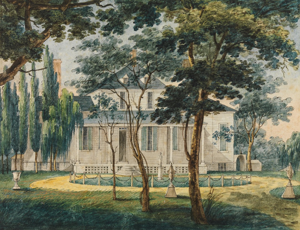 Una residencia campestre, posiblemente la casa de campo del General Moreau en Morrisville..., 1811-ca. 1813 de Pavel Petrovic Svin