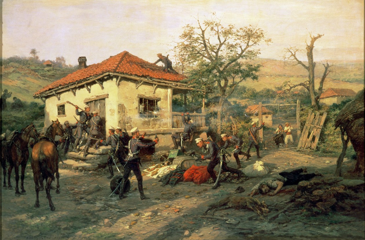 Una escena de la guerra ruso-turca de 1876-77 de Pawel Kowalewsky