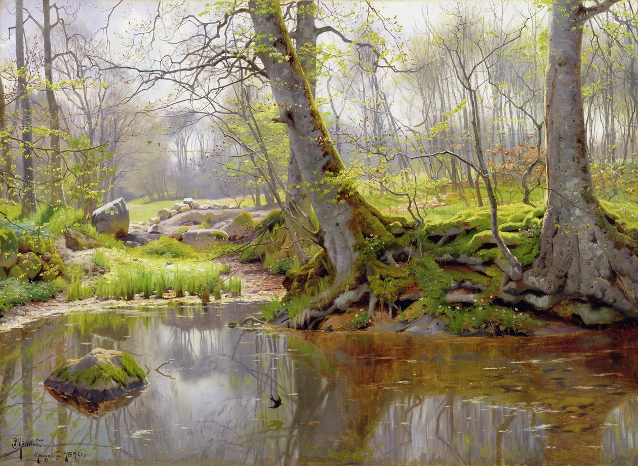 Estanque en el bosque, 1890 de Peder Monsted