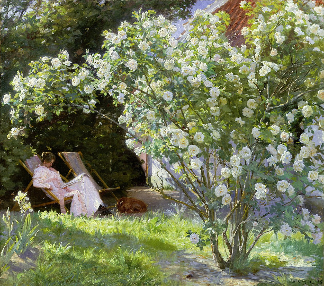 Rosas, o la esposa del artista en el jardín de Skagen de Peder Severin Krøyer