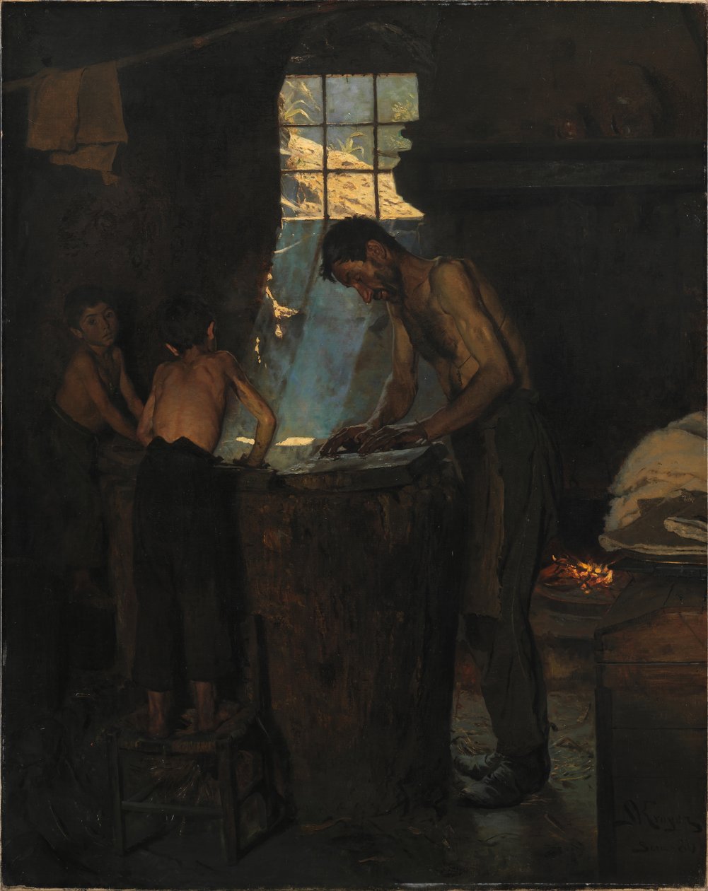 Sombrereros de un pueblo italiano de Peder Severin Krøyer