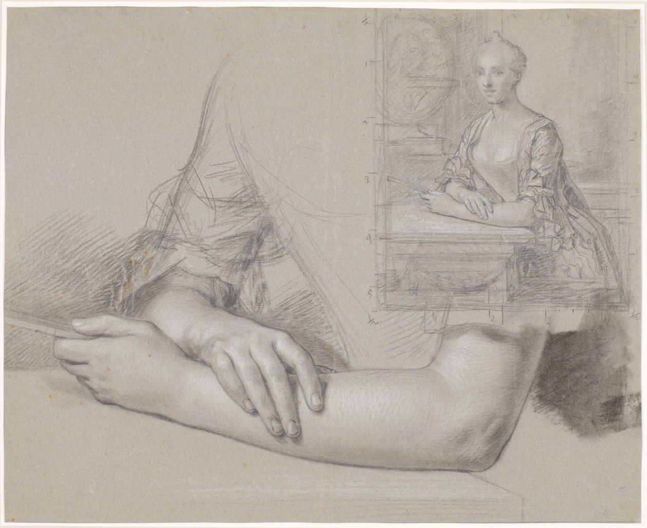Boceto para retrato de dama. También estudio de manos y brazos para el mismo retrato de Peder Als