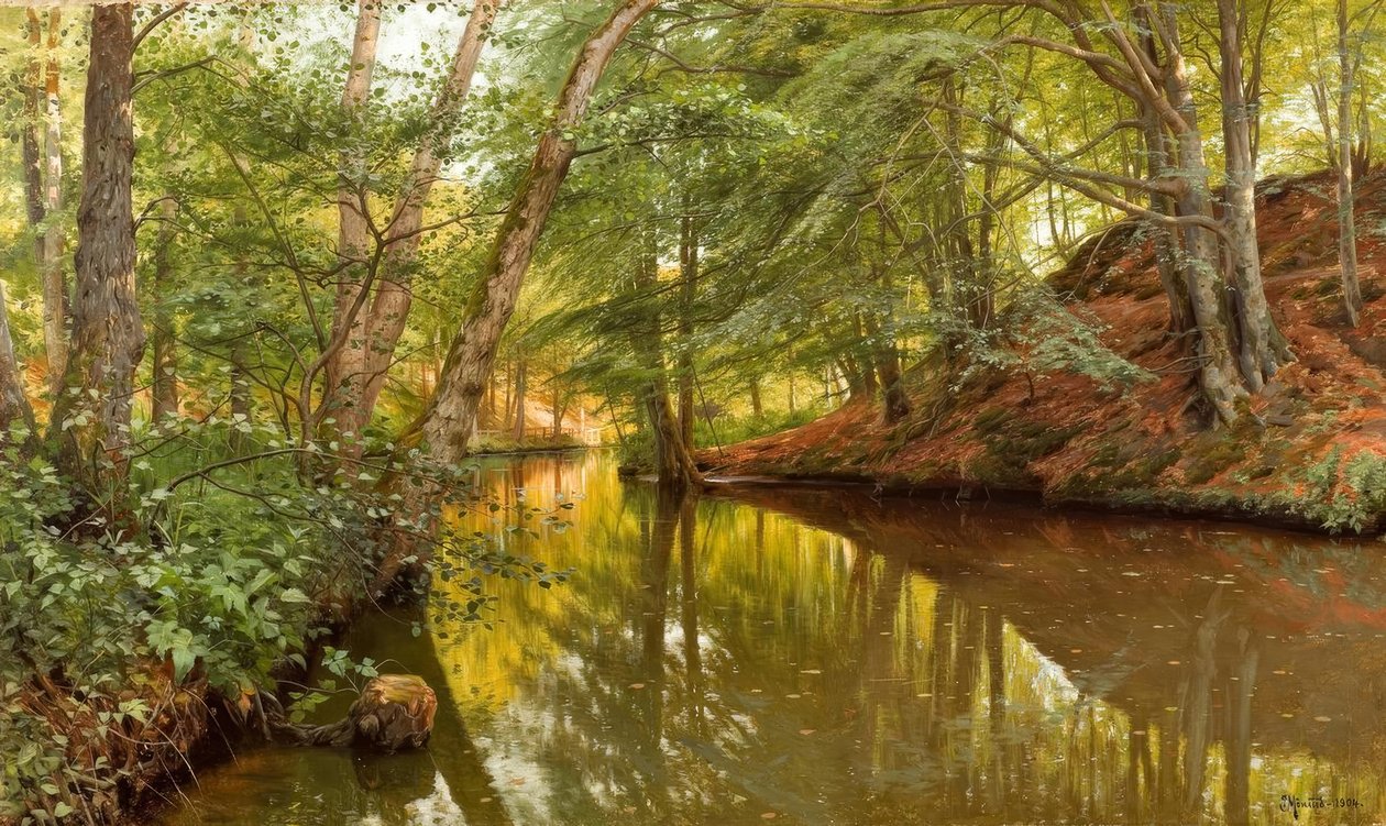 Día de primavera en el arroyo del bosque de Peder Monsted