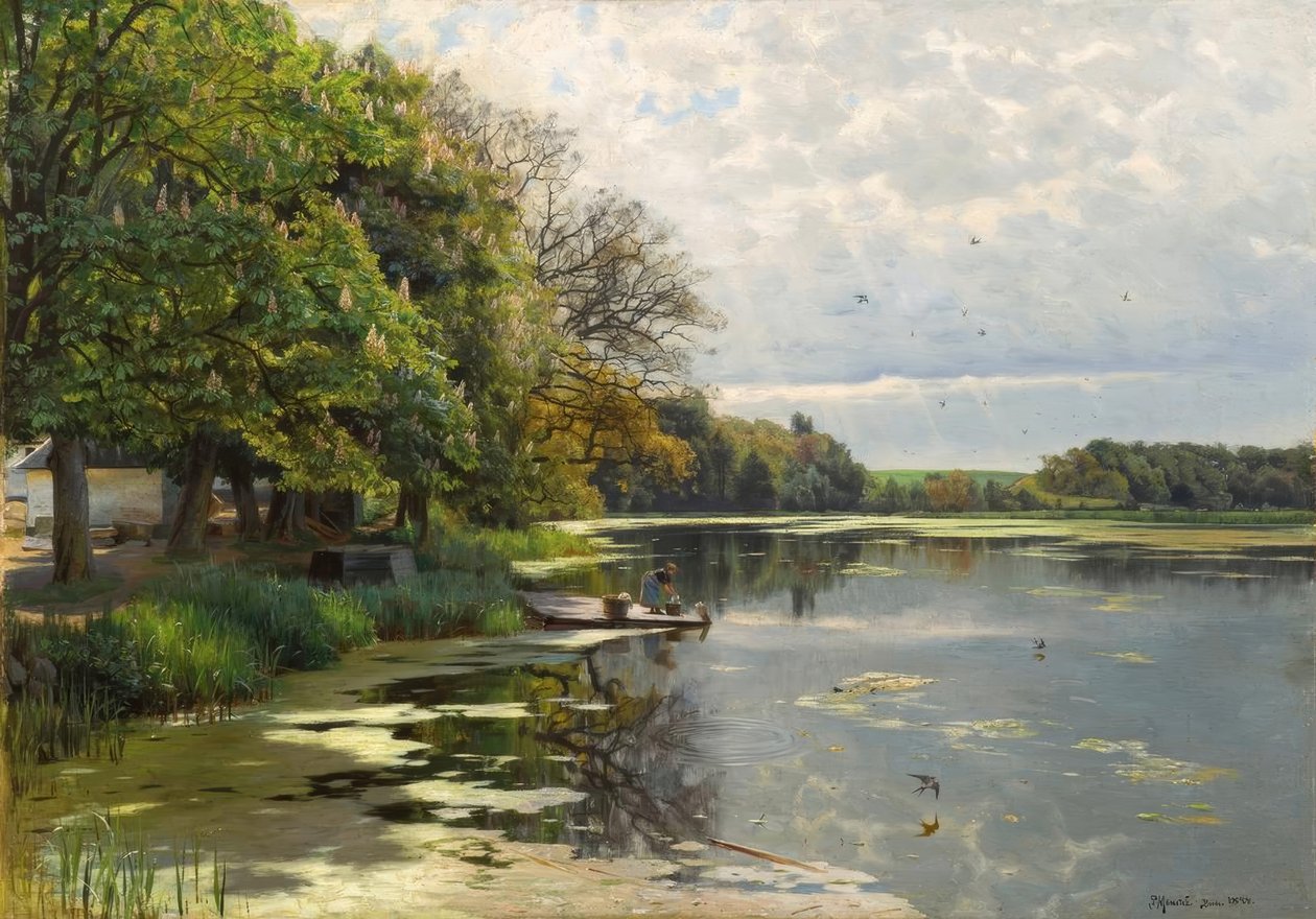 P.Mönsted, Día de primavera soleado junto al agua de Peder Monsted