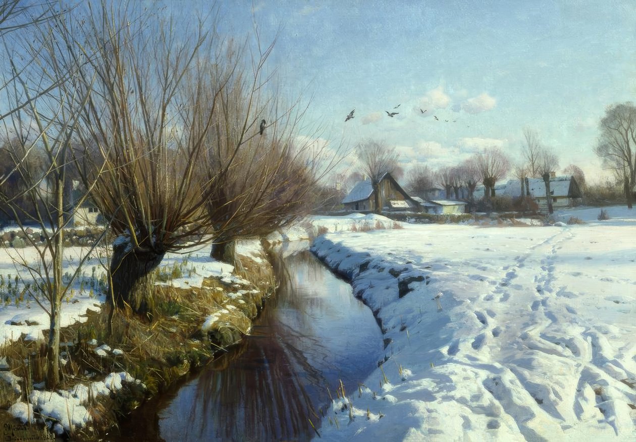 Día soleado de invierno en el arroyo de Peder Monsted