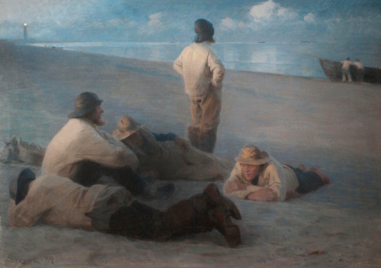 Noche de verano en la playa de Skagen, 1884 de Peder Severin Krøyer