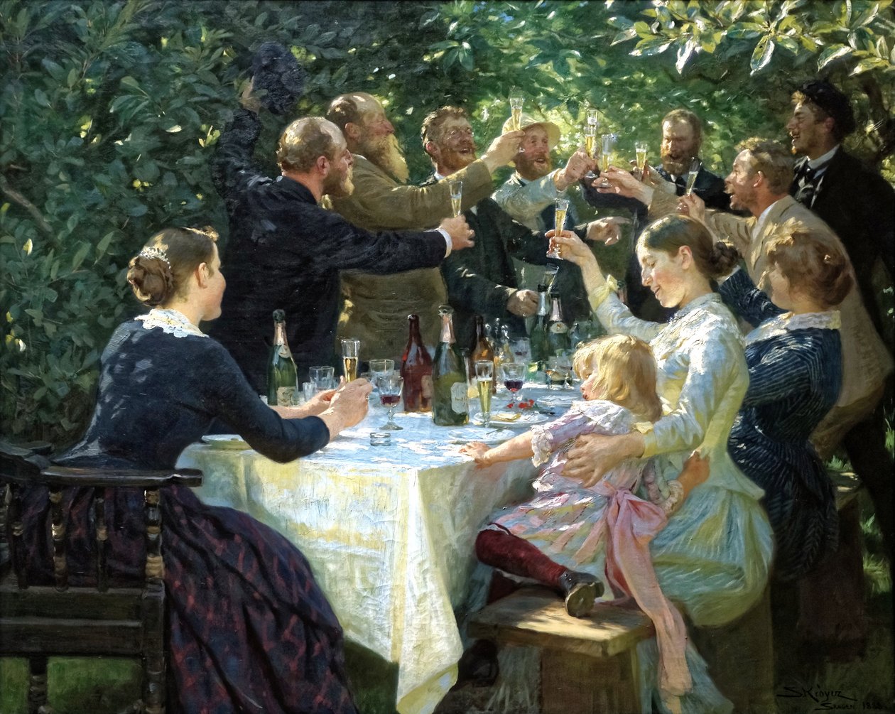 Danés:  Hip, hip, ¡hurra! Fiesta de artistas en Skagen ¡Hip, Hip, Hurra! de Peder Severin Krøyer