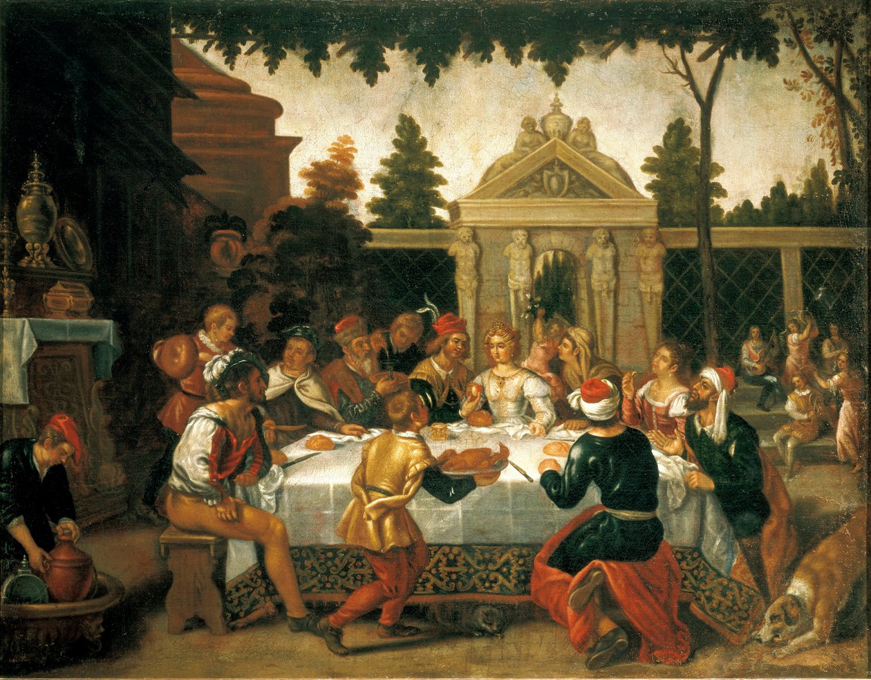 El banquete de bodas de Isaac y Rebeca, por un artista de la escuela de Pedro Orrente (1580-ca 1645) de Pedro (school of) Orrente