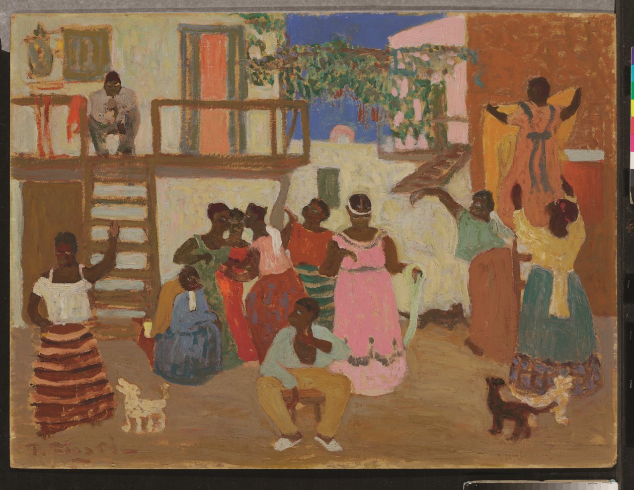 Preparando el candombe (Decoración), c. 1935 (oil on board) de Pedro Figari