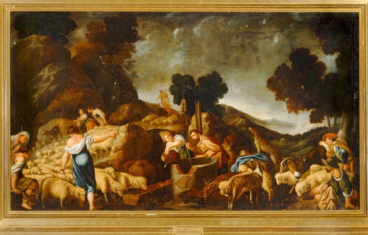 Raquel y Jacob en el pozo ... (óleo sobre lienzo) de Pedro Orrente
