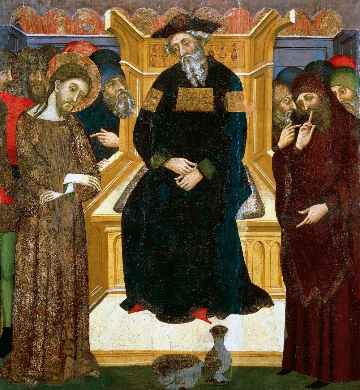 Cristo ante Pilatos, de Pedro Serra o Pere Serra (activo entre 1363 y 1399), pintura sobre madera. de Pedro Serra