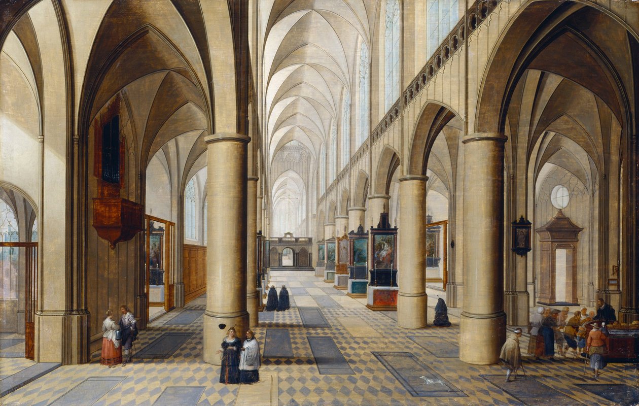 Interior de una iglesia gótica de Pieter the Elder Neeffs