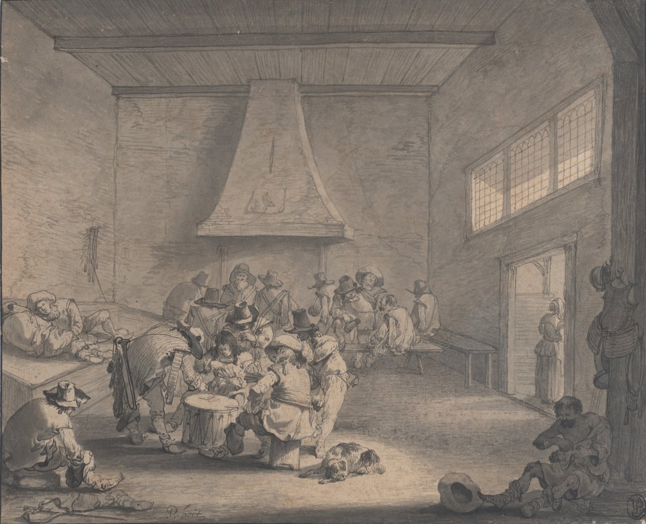 Escena de sala de guardia, ca. 1700 de Peeter Bout