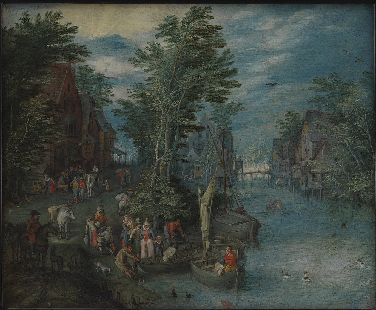 Pueblo en un río de Peeter Gijsels
