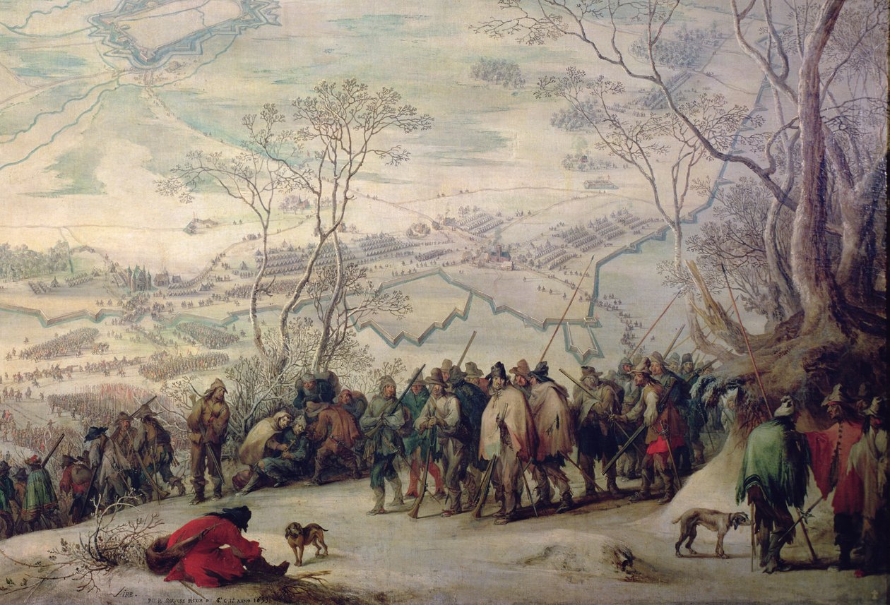 Tropas en el asedio de Aire Sur La Lys de Peeter Snayers