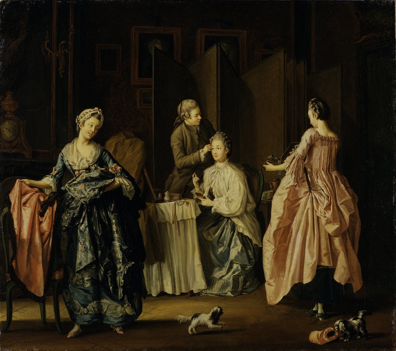 El aseo matutino, escena de tocador de Pehr Hilleström