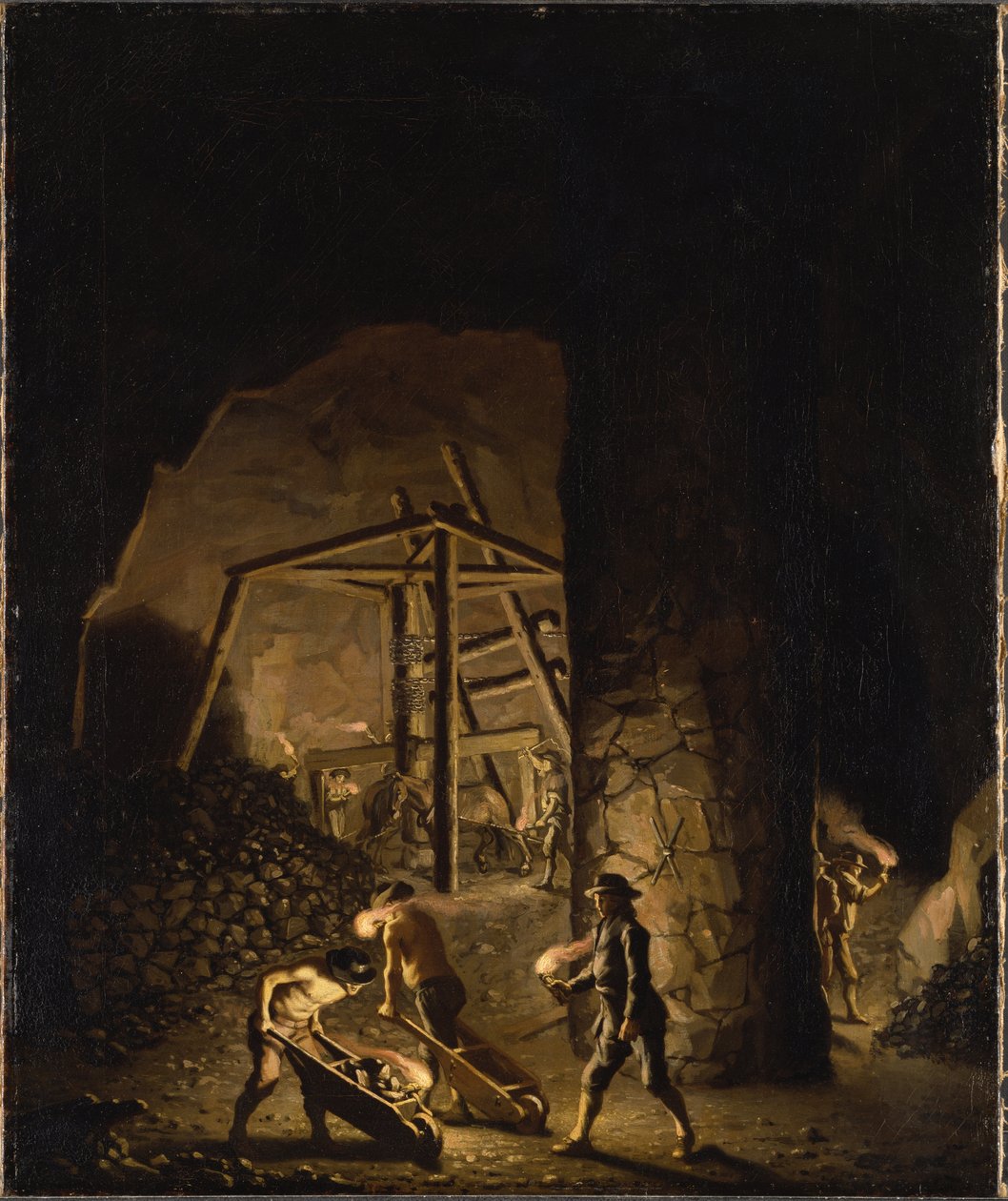 Una galería en las minas de cobre de Falun de Pehr Hilleström