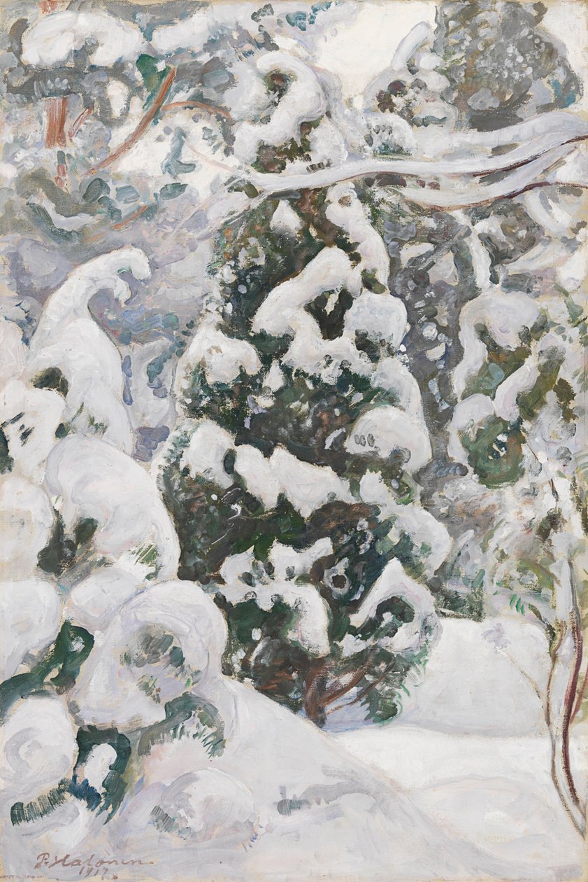 Enebro en la nieve de Pekka Halonen