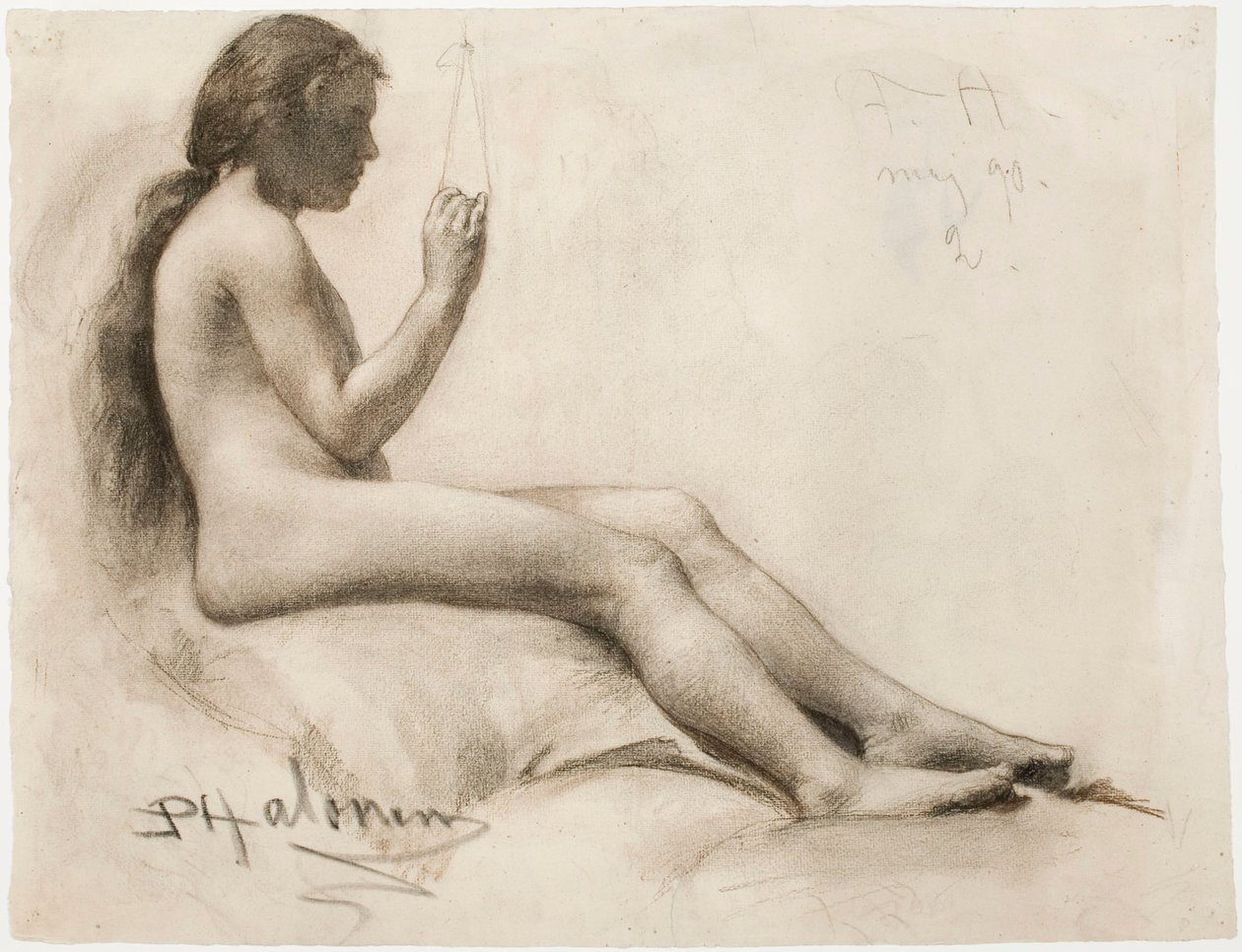 Modelo femenina sentada de Pekka Halonen