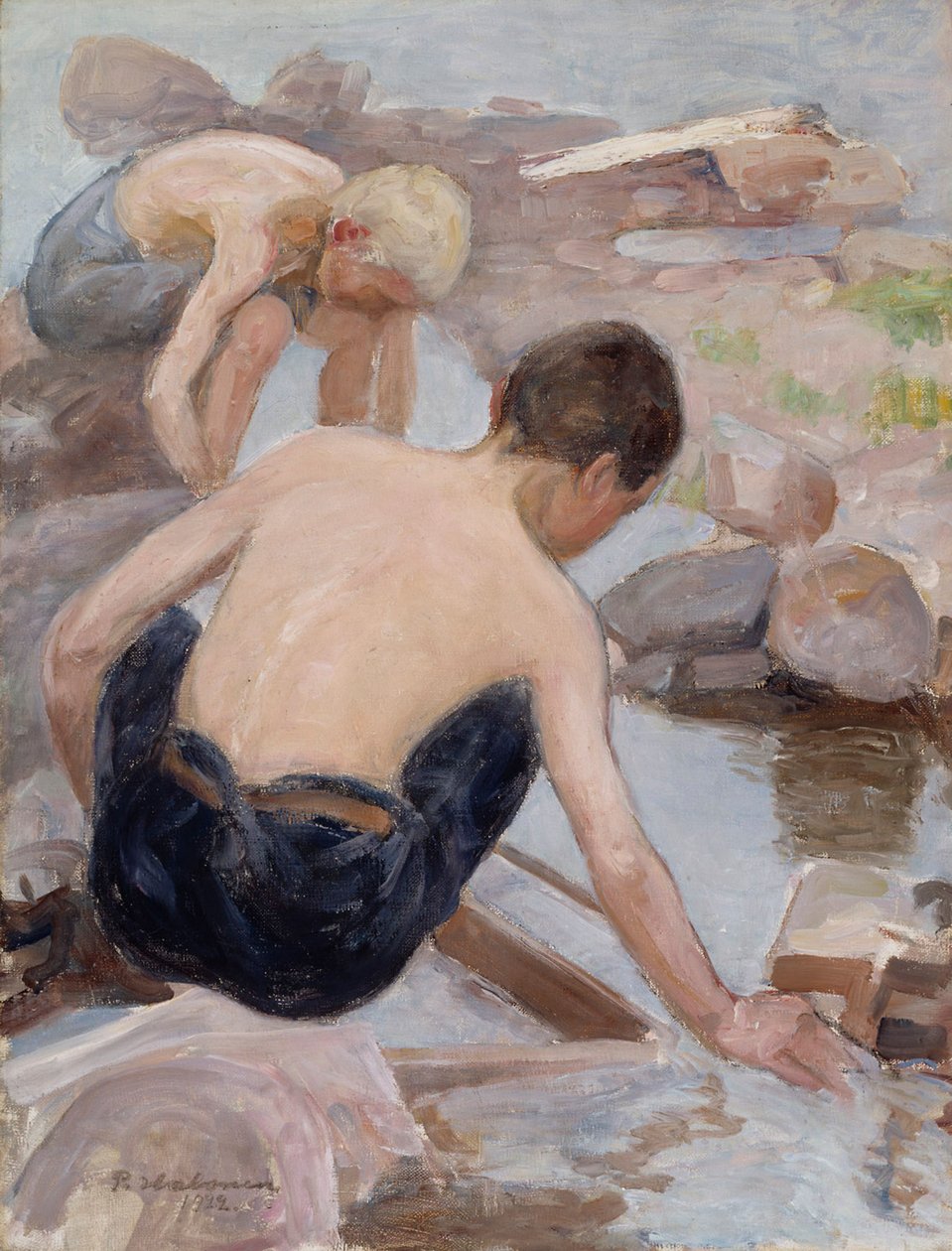 Dos niños en la orilla de Pekka Halonen