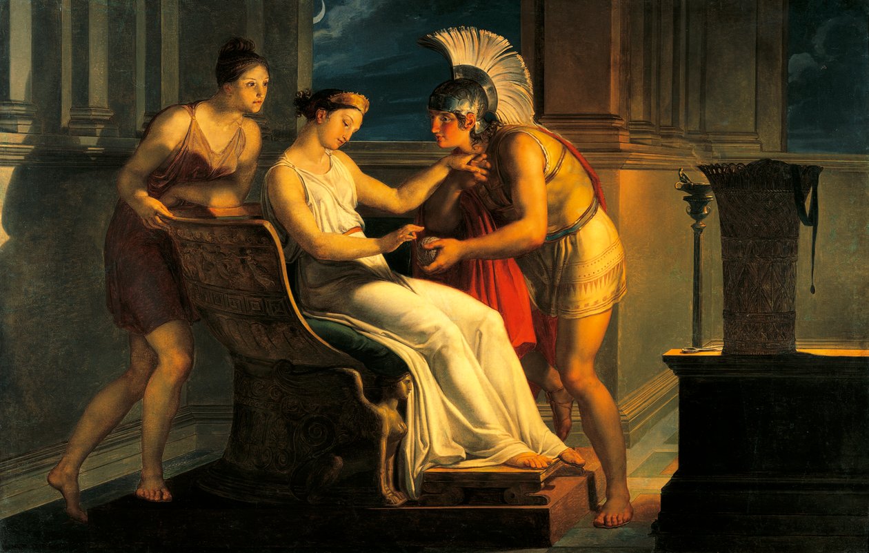 Ariadna dando hilo a Teseo para salir del laberinto de Pelagio Palagi
