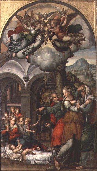 Natividad con las dos comadronas de Pellegrino (c.1460 1523) Aretusi