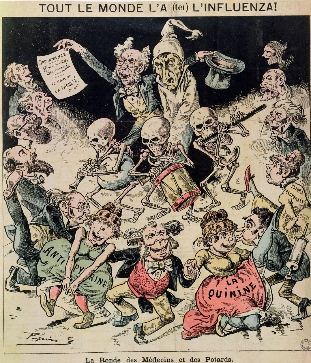 Caricatura de la epidemia de influenza de 1820, c.1889 de Pepin