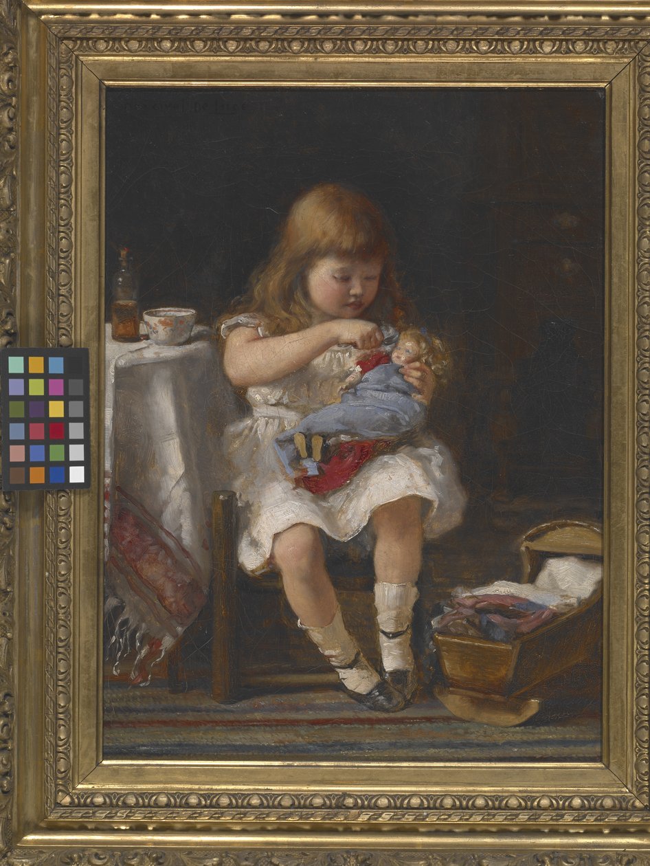 Una madre ansiosa (óleo sobre lienzo) de Percival de Luce