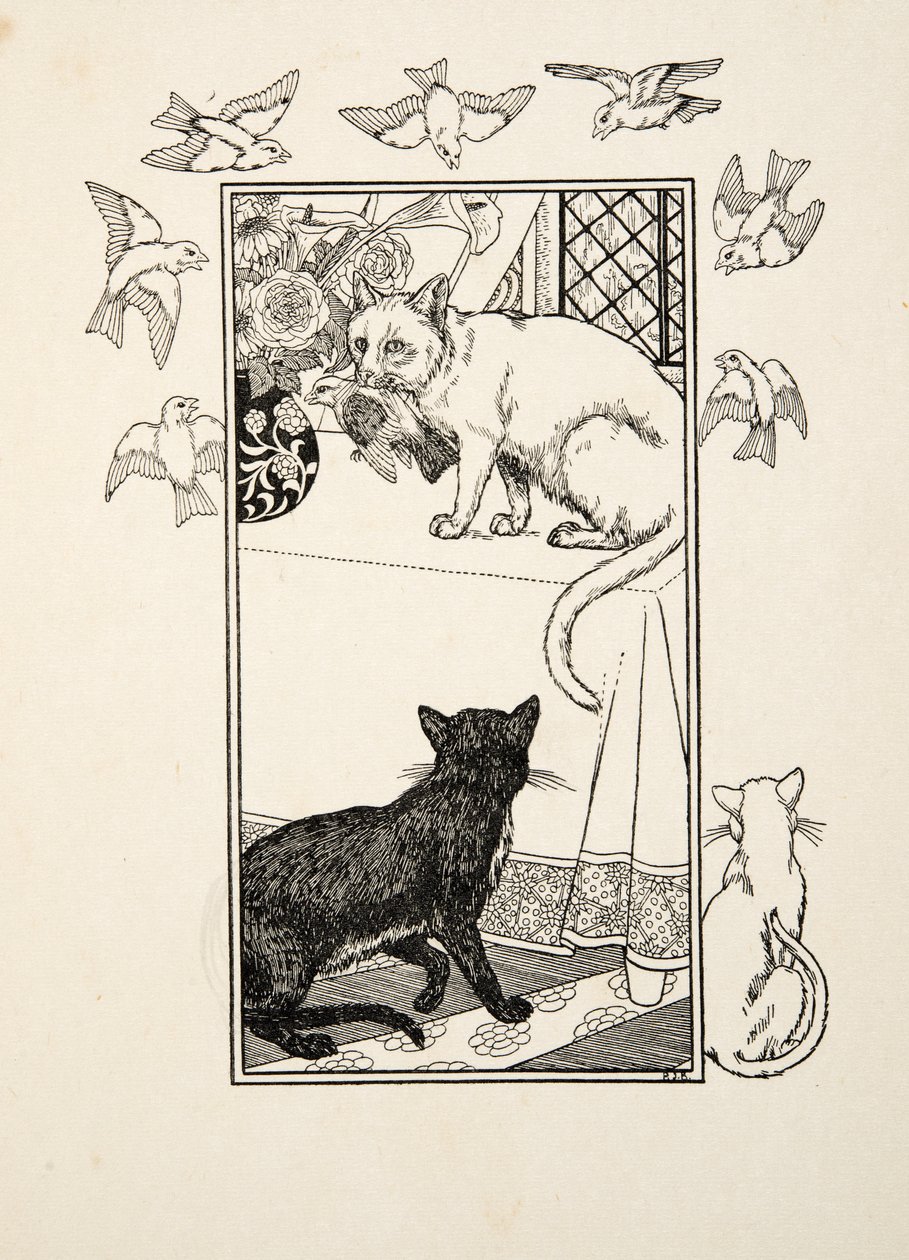 Una intervención singular, de Cien anécdotas de animales, pub. 1924 (grabado) de Percy J. Billingshurst