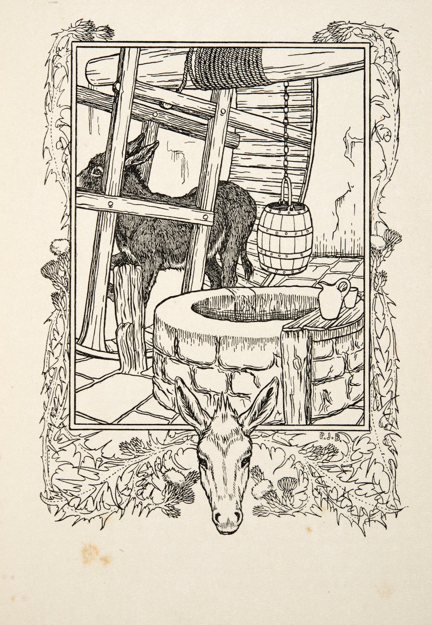 Sacando agua, de Cien anécdotas de animales, pub. 1924 de Percy J. Billingshurst
