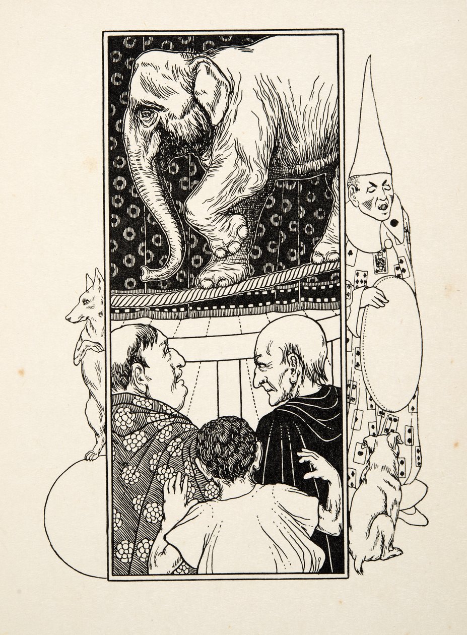 Elefante bailando en la cuerda, de Cien anécdotas de animales, pub. 1924 de Percy J. Billingshurst