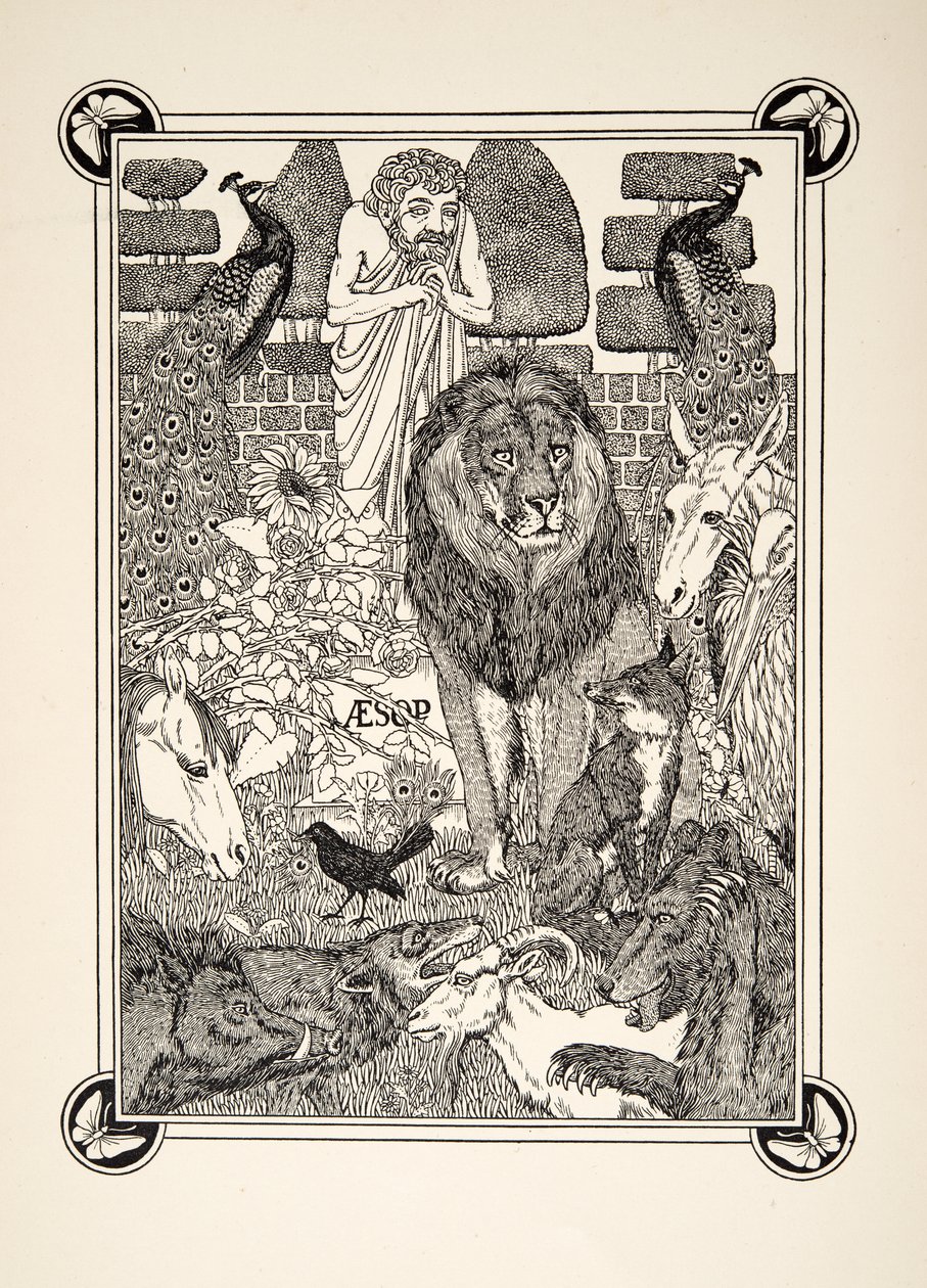 Frontispicio, de Cien fábulas de Esopo, pub.1903 de Percy J. Billingshurst
