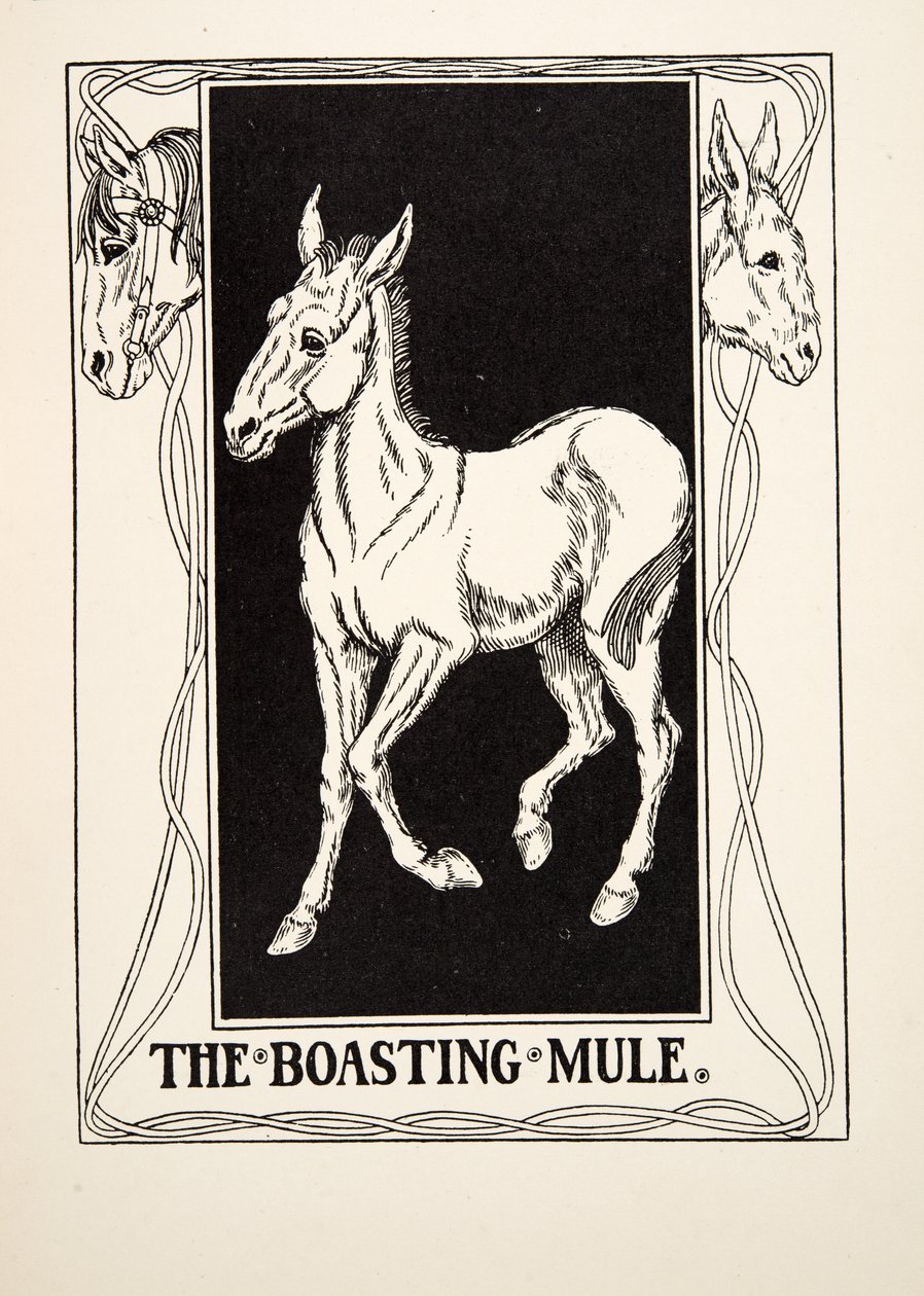 El mulo jactancioso, de Cien fábulas de Esopo, pub.1903 de Percy J. Billingshurst