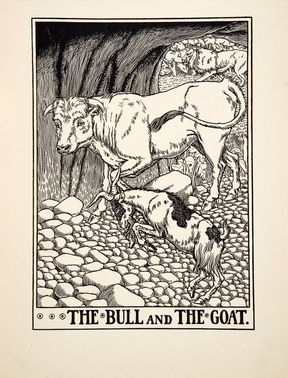 El Toro y la Cabra, de Cien Fábulas de Esopo, pub.1903 de Percy J. Billingshurst