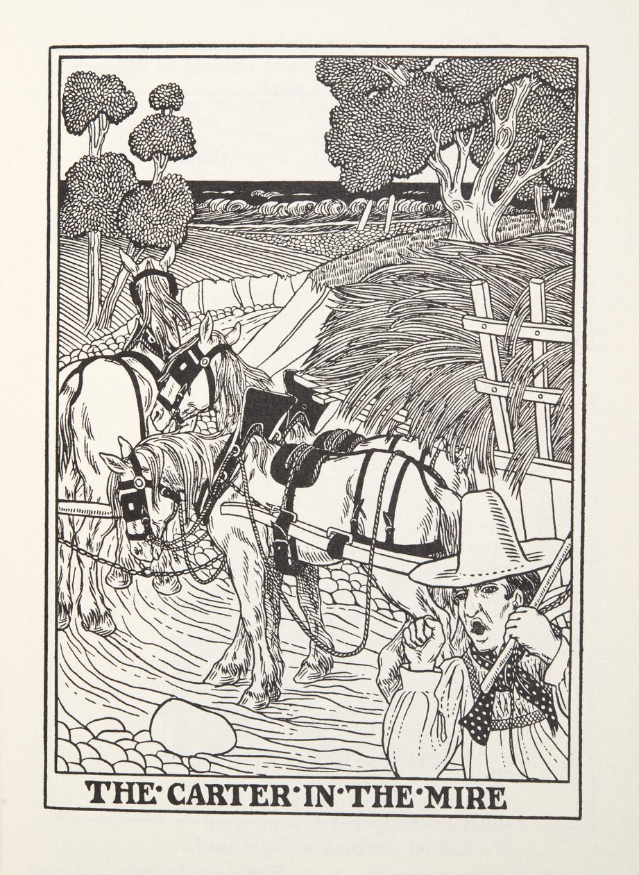 El Cartero en el Lodo, de las Fábulas de Fontaine, pub. 1905 de Percy J. Billingshurst