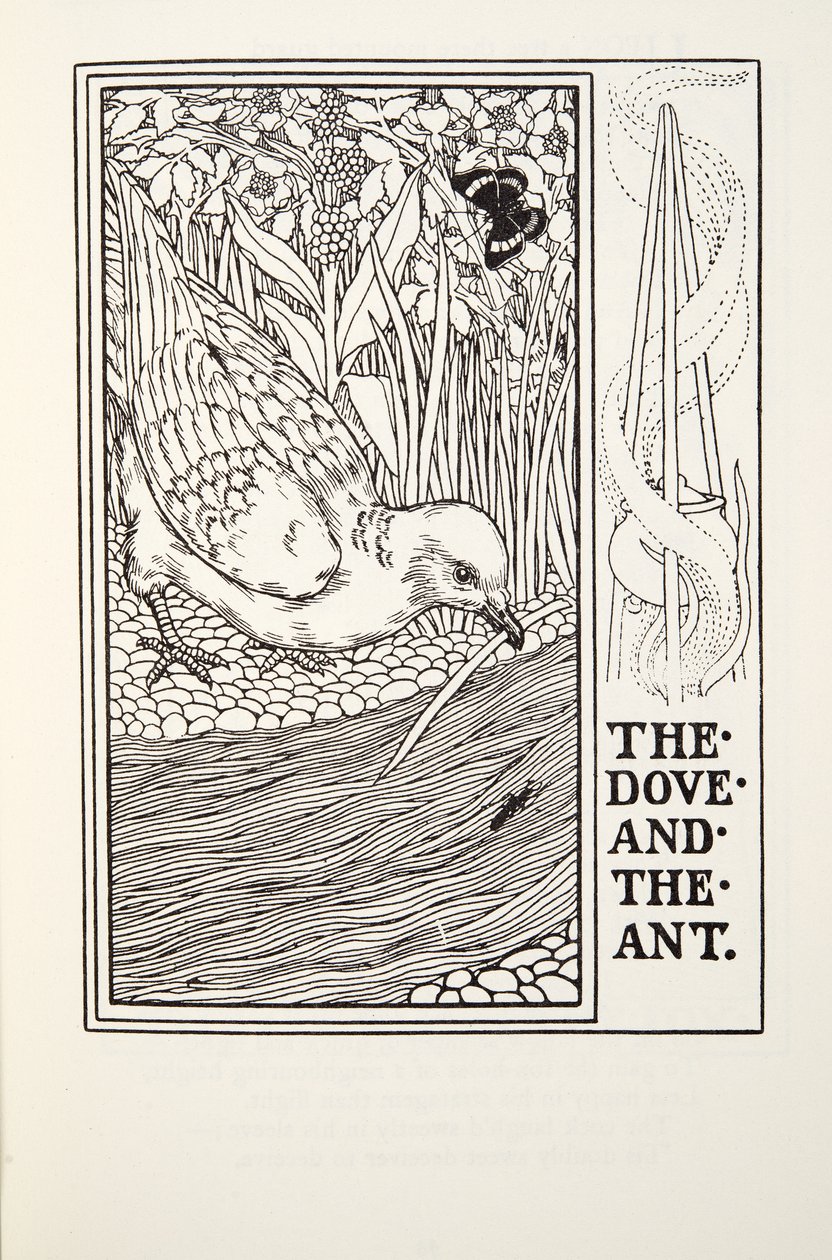 La Paloma y la Hormiga, de las Fábulas de Fontaine, pub. 1905 de Percy J. Billingshurst