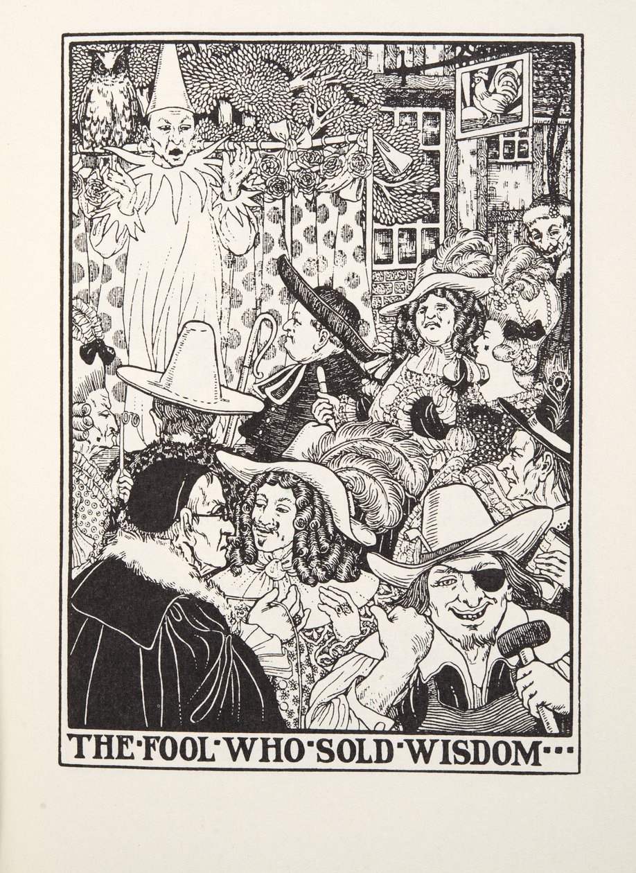 El tonto que vendió sabiduría, de Fábulas de Fontaine, pub. 1905 (grabado) de Percy J. Billingshurst