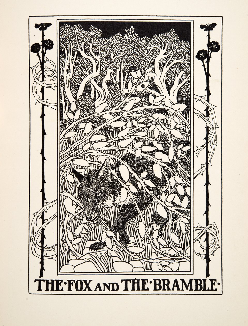 El zorro y la zarza, de Cien fábulas de Esopo, pub.1903 de Percy J. Billingshurst