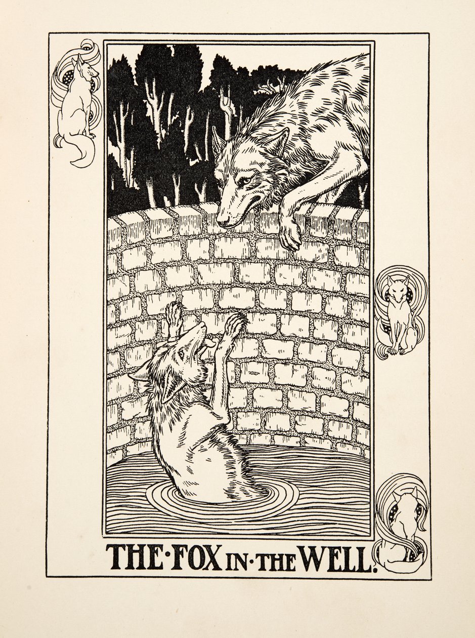 El Zorro en el Pozo, de Cien Fábulas de Esopo, pub.1903 de Percy J. Billingshurst