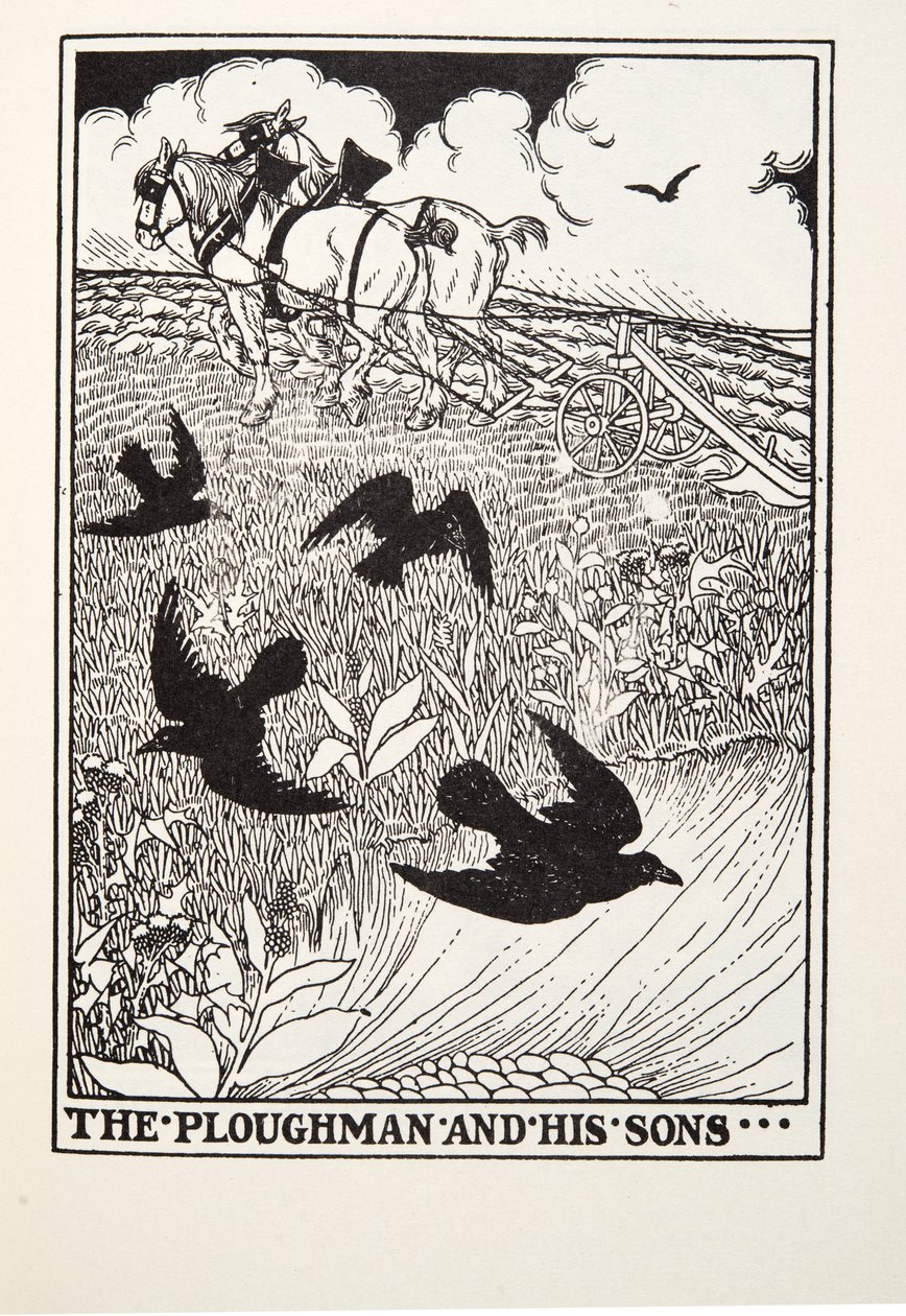 El Labrador y sus Hijos de Fábulas de Fontaine, pub. 1905 de Percy J. Billingshurst
