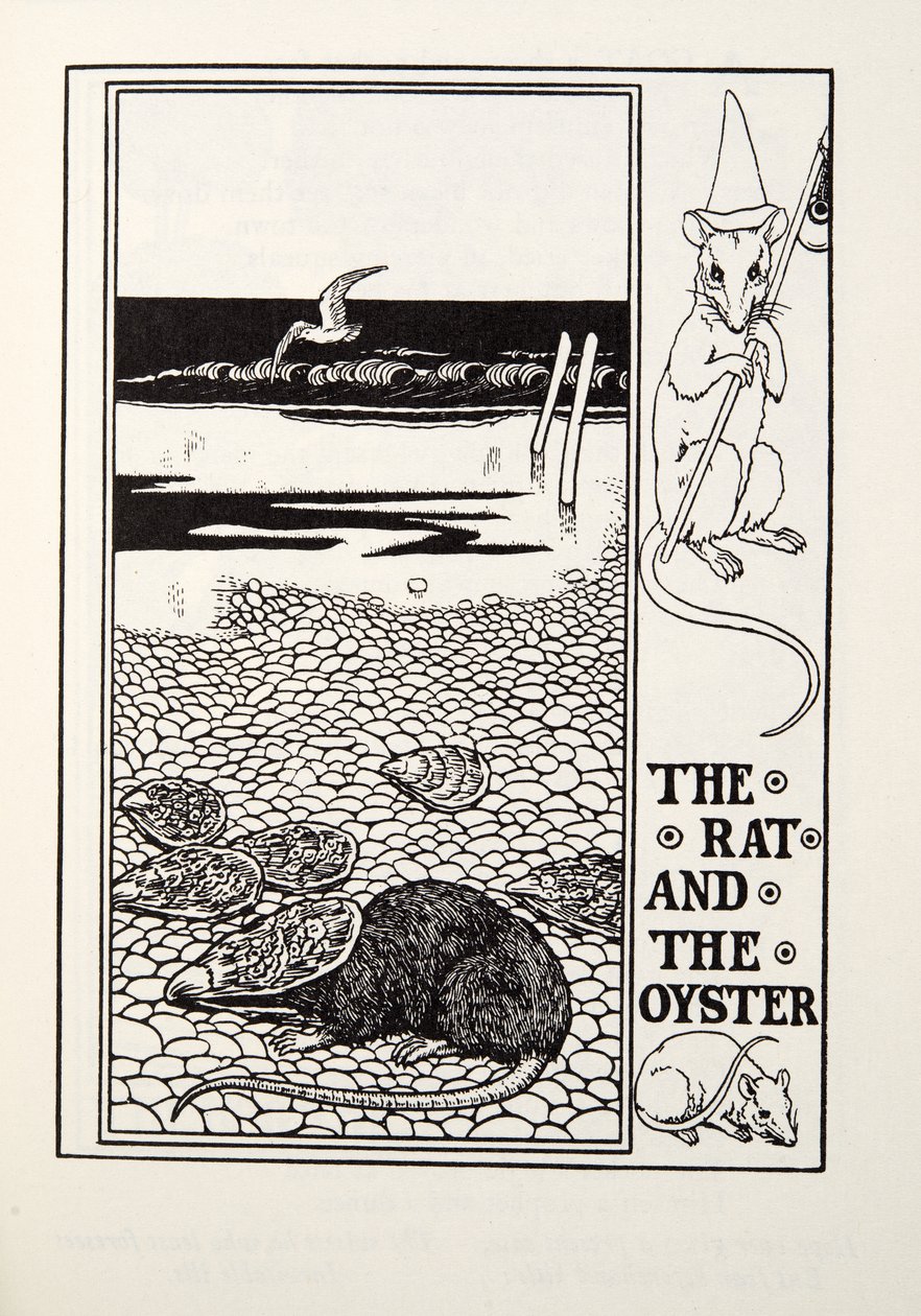 La Rata y la Ostra, de las Fábulas de Fontaine, pub. 1905 de Percy J. Billingshurst