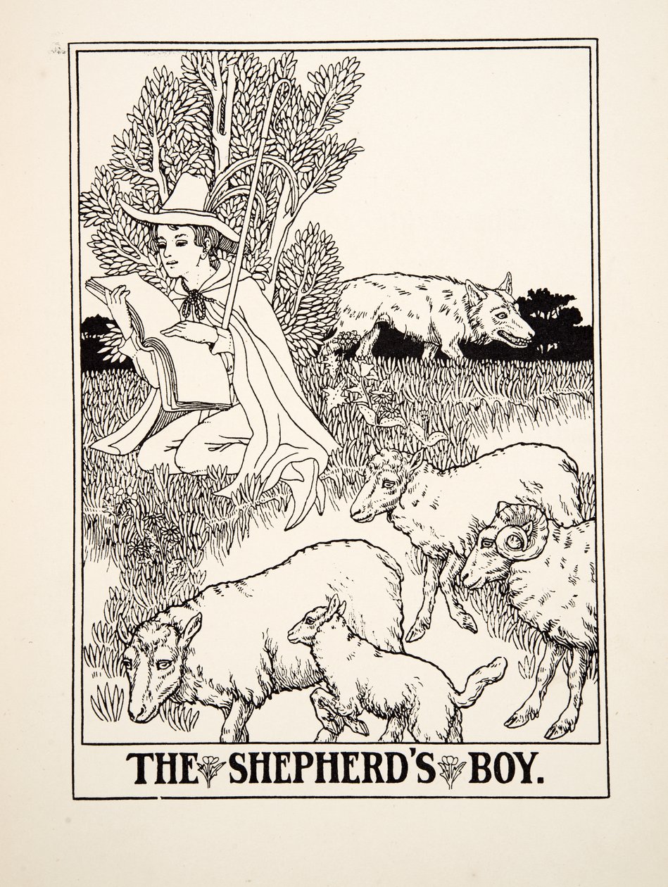 El pastorcillo, de Cien fábulas de Esopo, pub.1903 de Percy J. Billingshurst