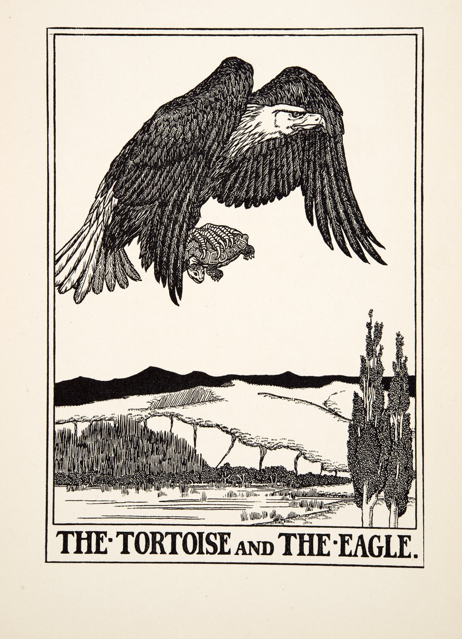 La Tortuga y el Águila, de Cien Fábulas de Esopo, pub.1903 (grabado) de Percy J. Billingshurst