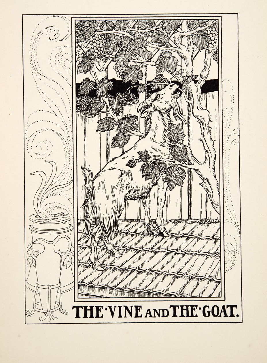La Vid y la Cabra, de Cien Fábulas de Esopo, pub.1903 de Percy J. Billingshurst