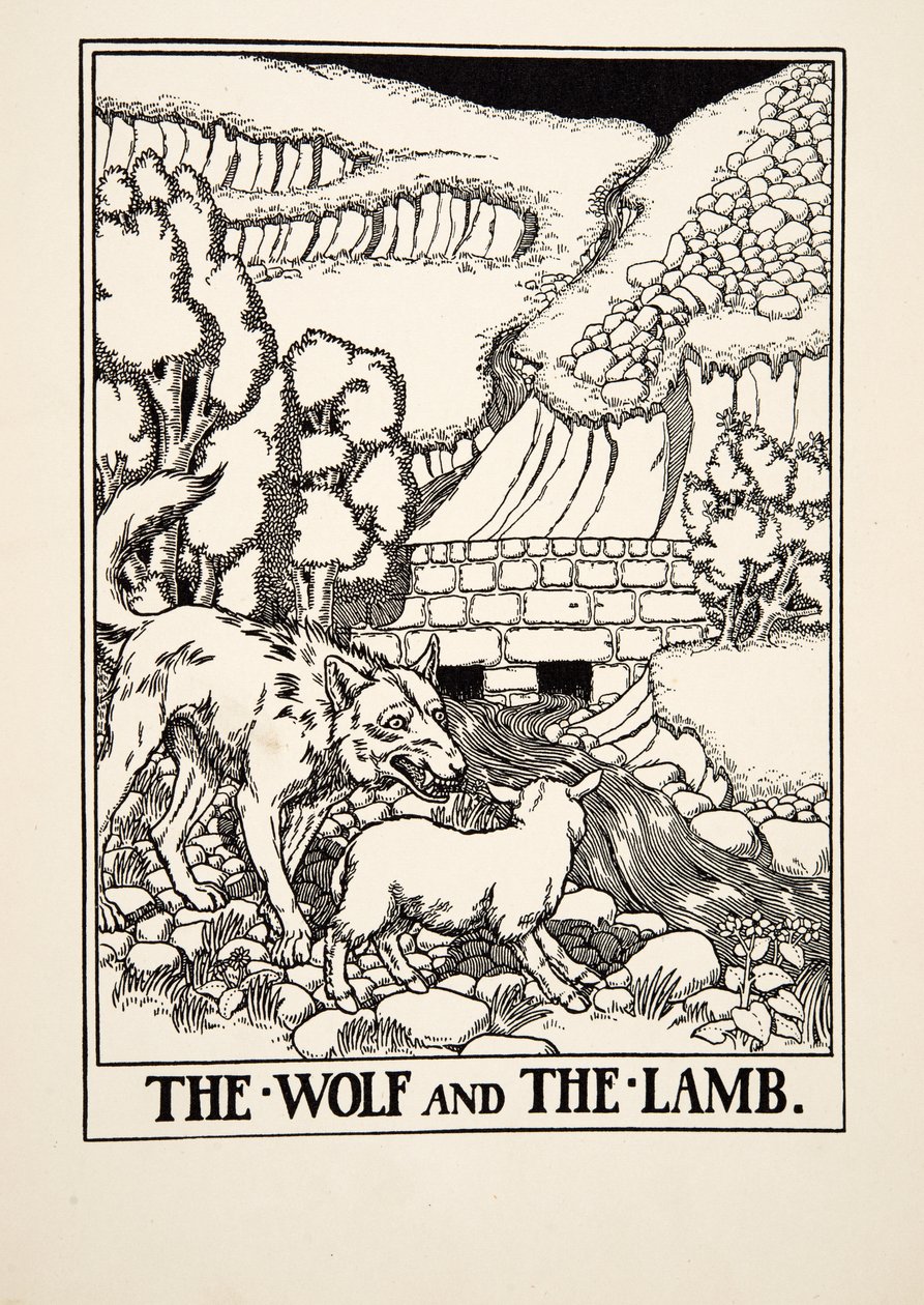 El lobo y el cordero, de Cien fábulas de Esopo, pub.1903 de Percy J. Billingshurst